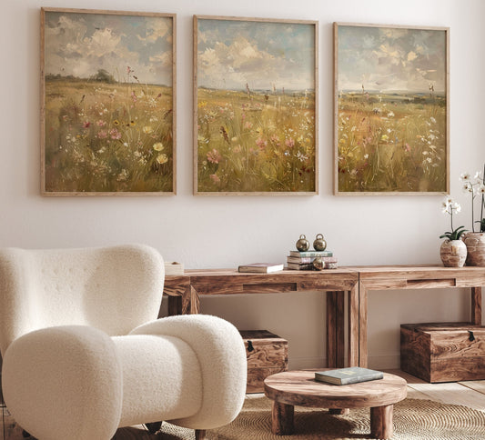 Wildflower Field 3 Set Canvas Wall Art