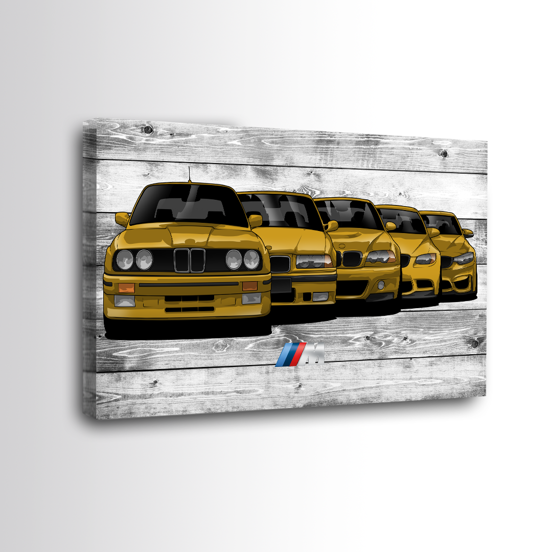 BMW M3 5 GENERATIONS WALL ART