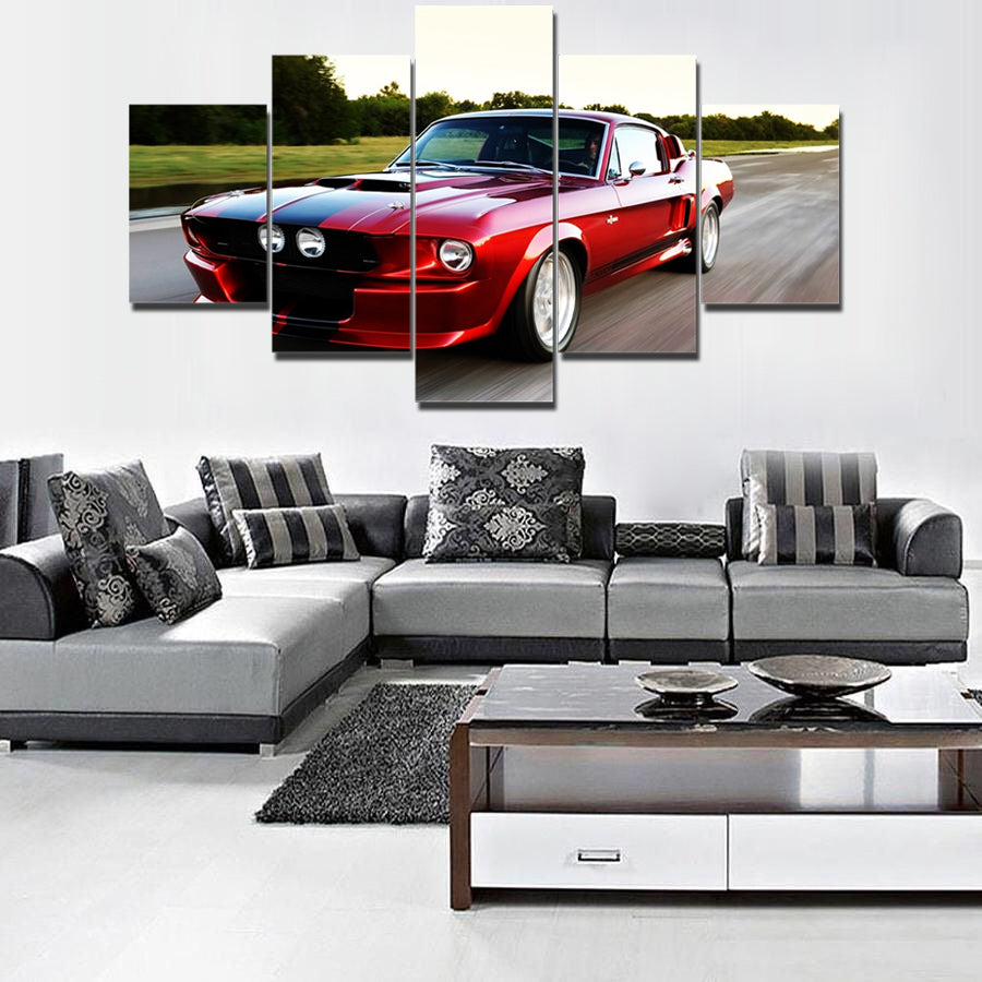 RED FORD MUSTANG CANVAS ART
