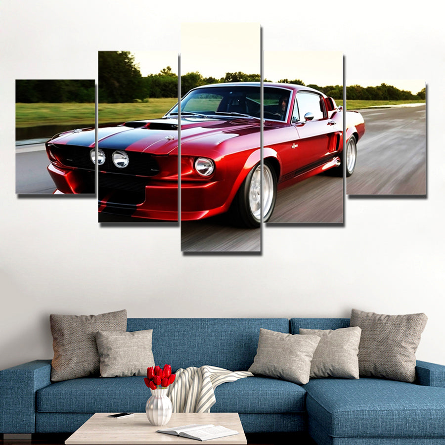 RED FORD MUSTANG CANVAS ART