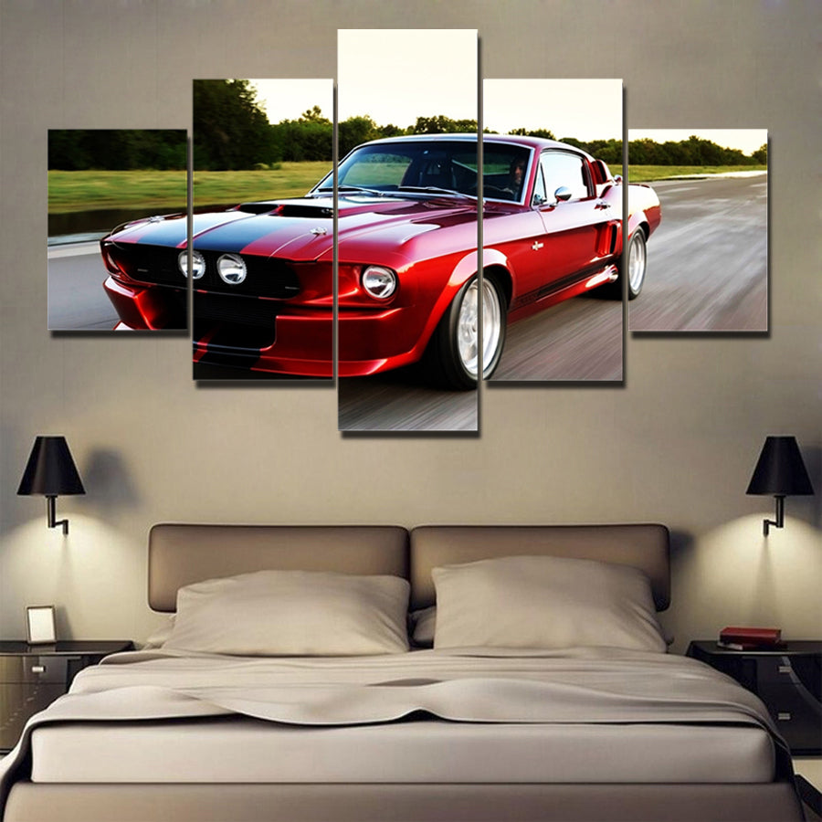 RED FORD MUSTANG CANVAS ART