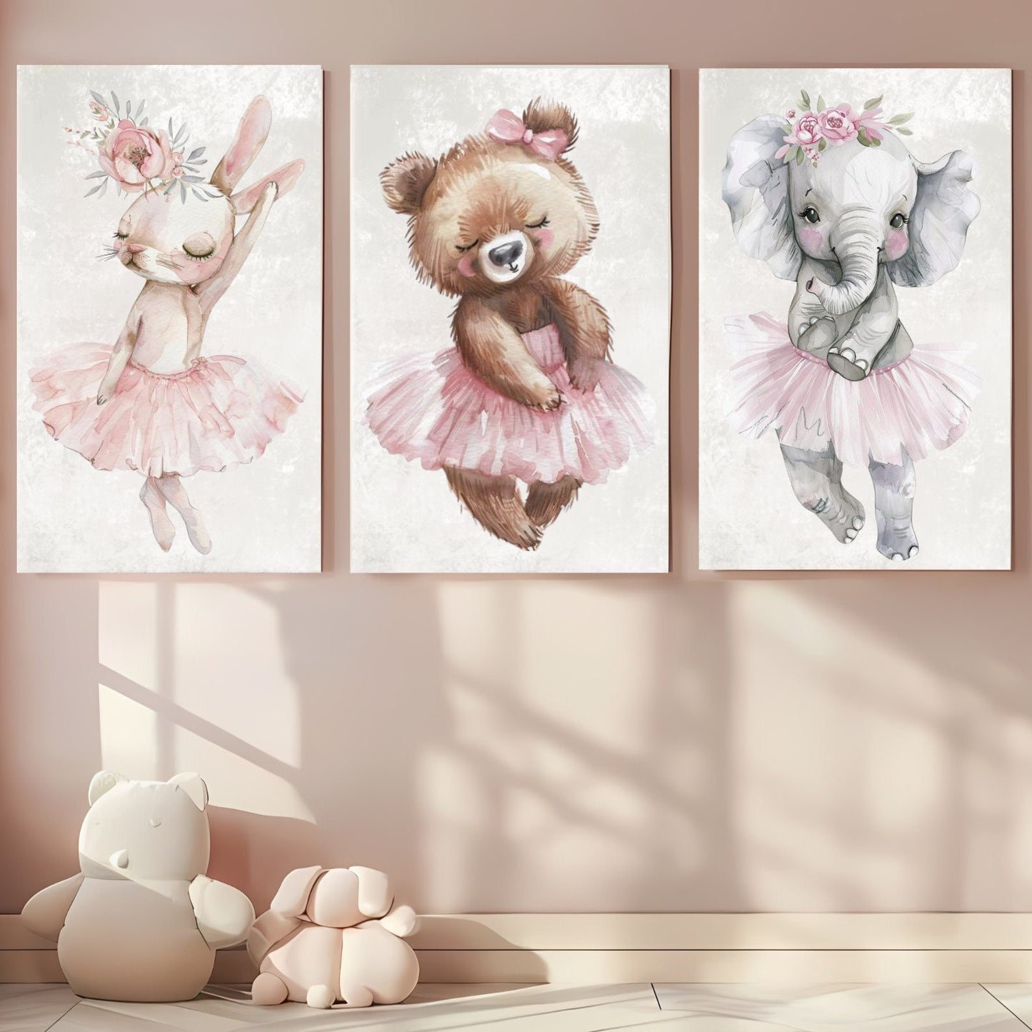 Ballerina Animals Nursery Wall Art