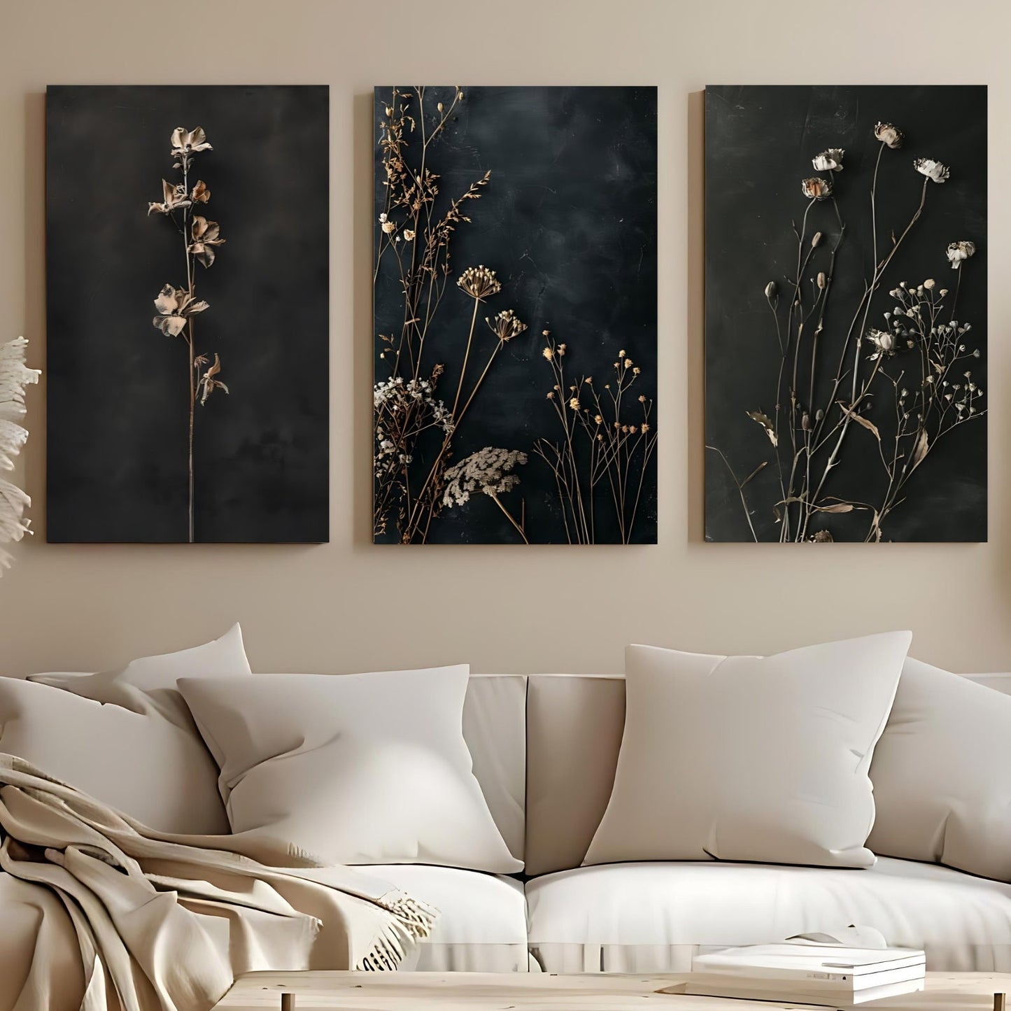 Dark Dried Wildflower Wall Art