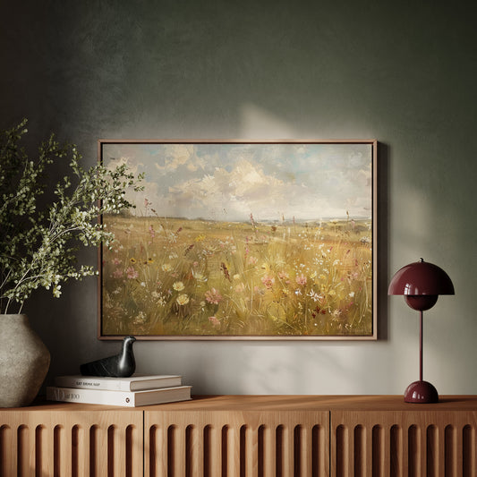 Wildflower Field Landscape Canvas Wall Art