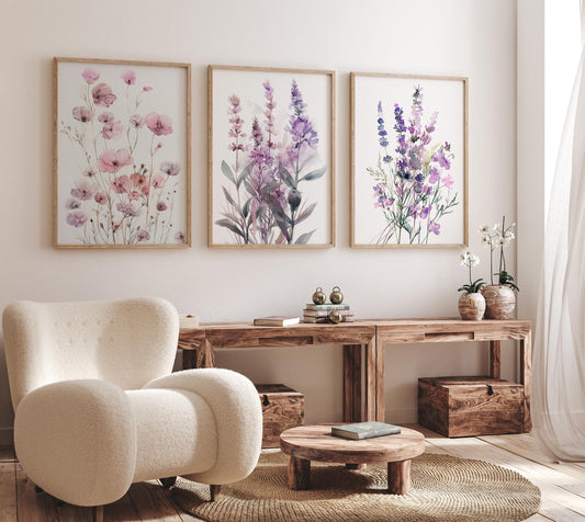 Watercolor Wildflowers Canvas Wall Art