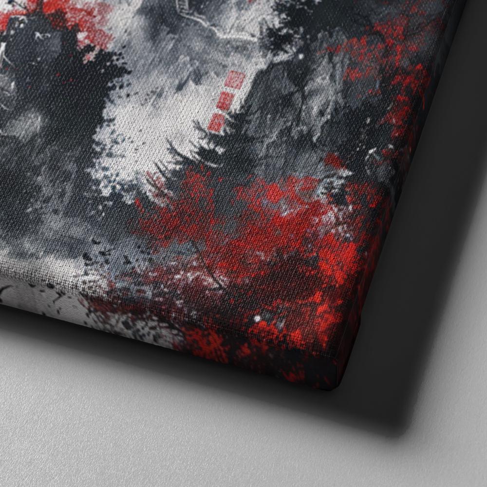 30Japanese Landscape Wall Art, Red black and white Mountain Tree Canvas, Japanese inspired wall art, Mount Fuji wall art decor, Japan Art