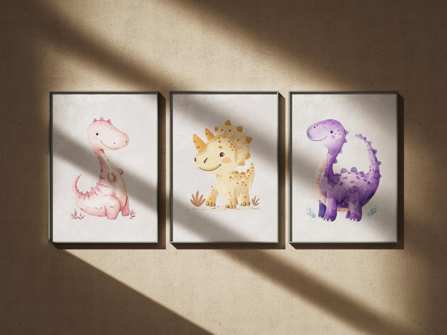 Pink Dinosaurs Nursery Wall Art