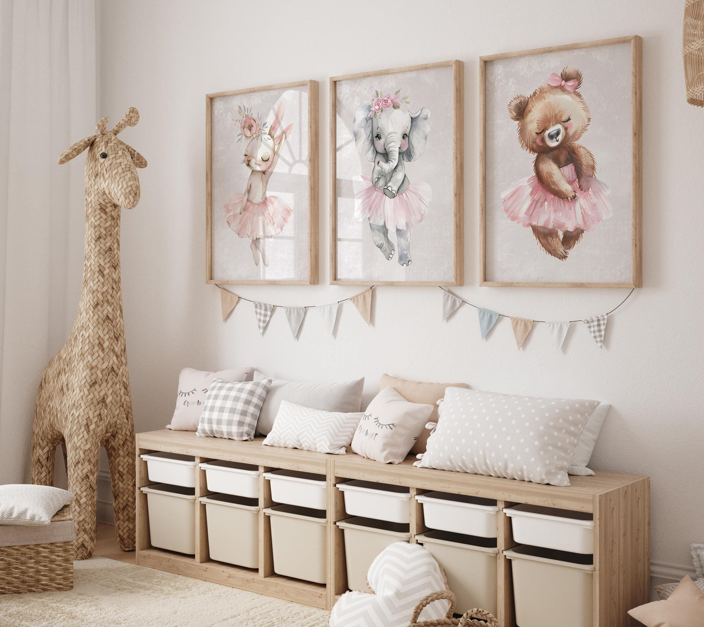 Ballerina Animals Nursery Wall Art